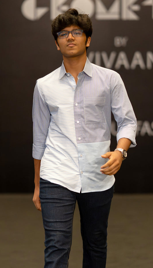 Skyline Stripe Patchwork Shirt