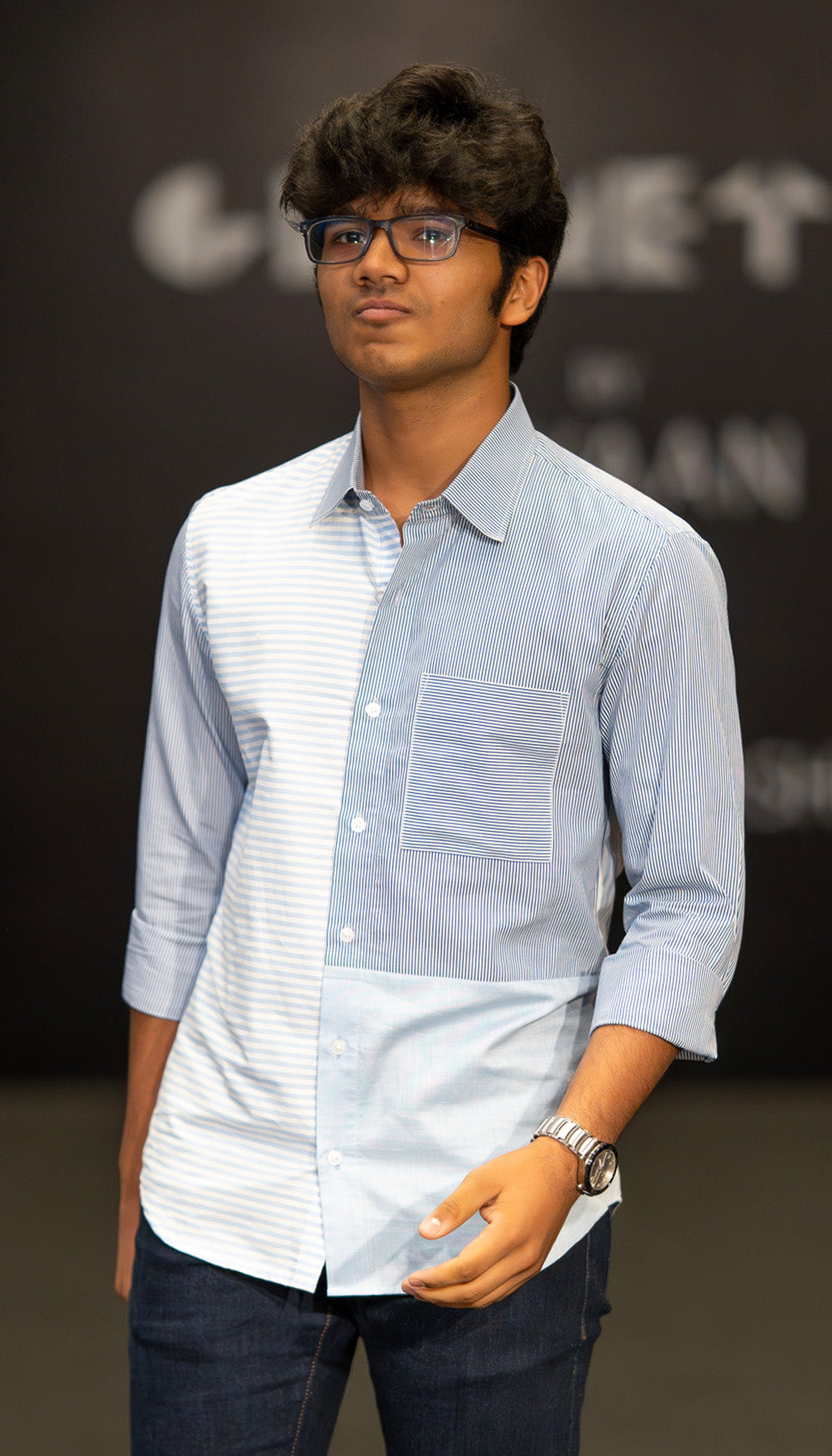 Skyline Stripe Patchwork Shirt