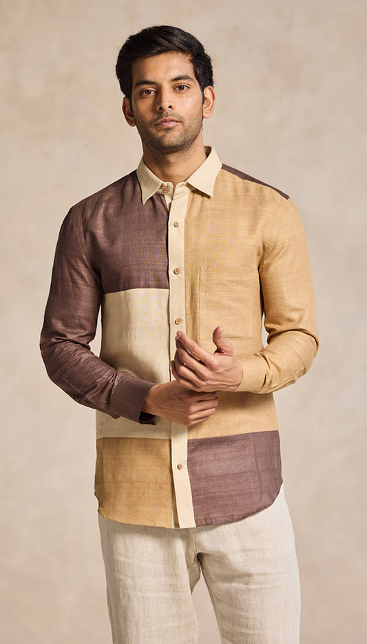 Colorblock Panel Shirt – Earth Tones