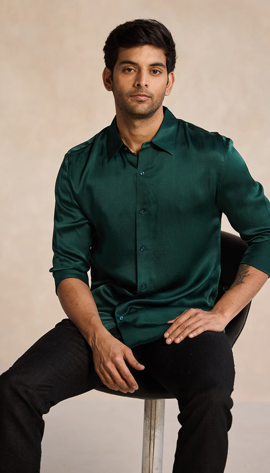 Emerald Green Sustainable Satin Shirt