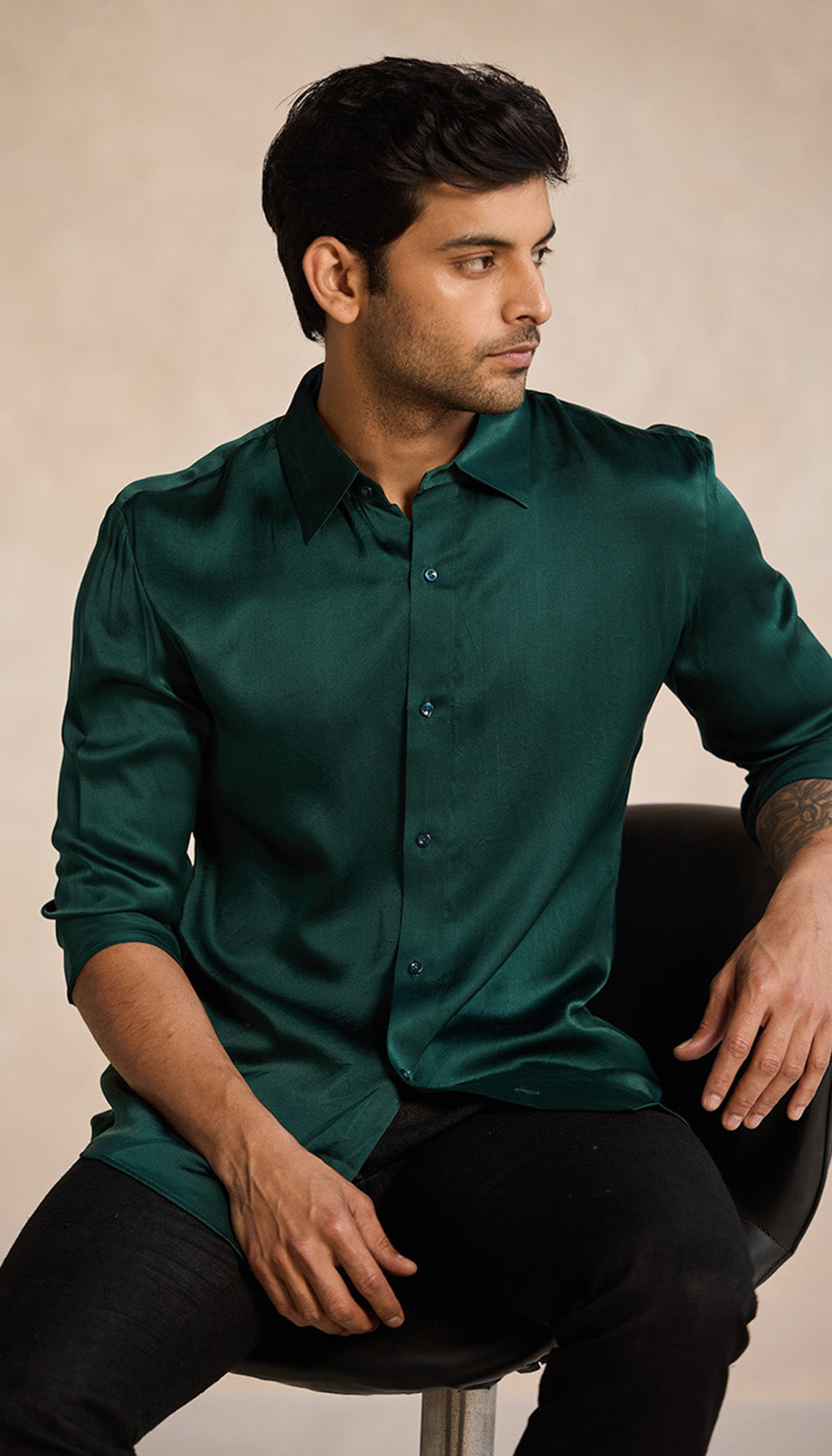 Emerald Green Sustainable Satin Shirt