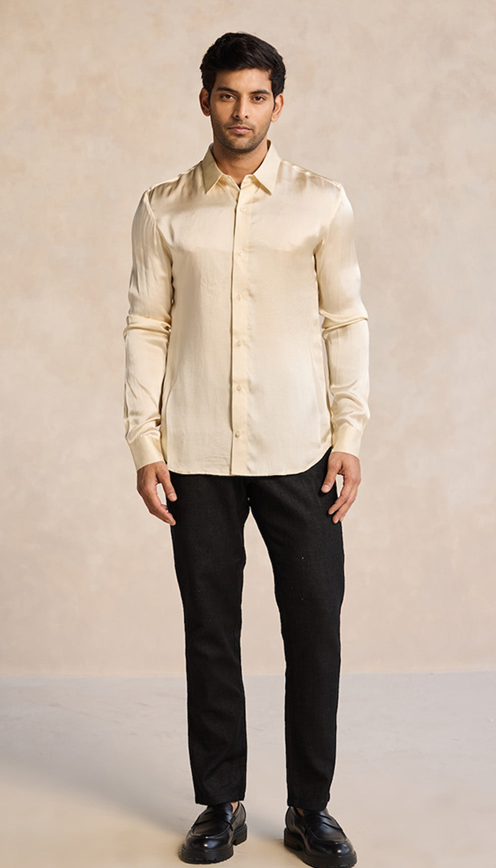 Cream Conscious Satin Shirt – Made from Earth-Friendly Fabric