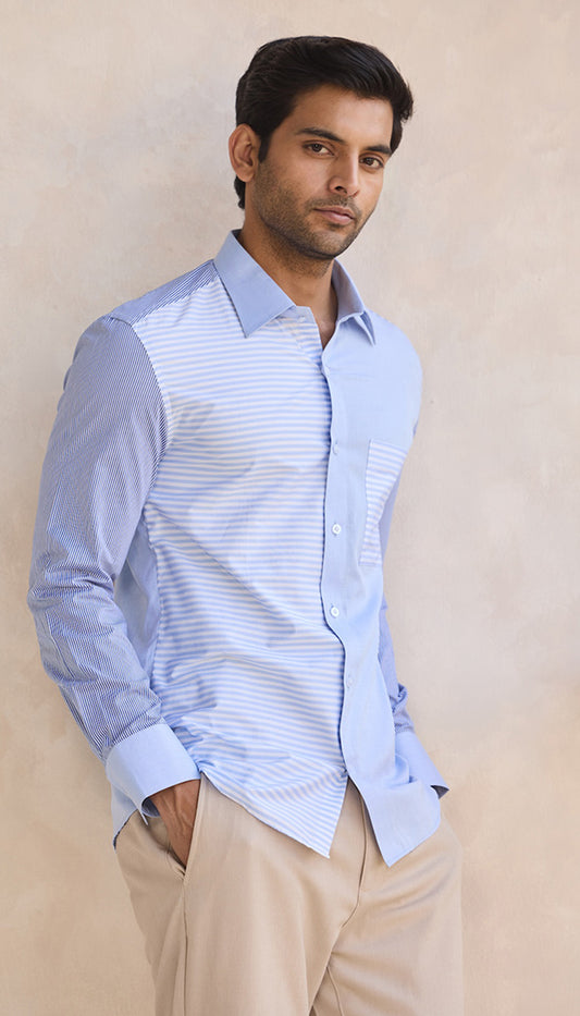 Skyline Stripe Patchwork Shirt
