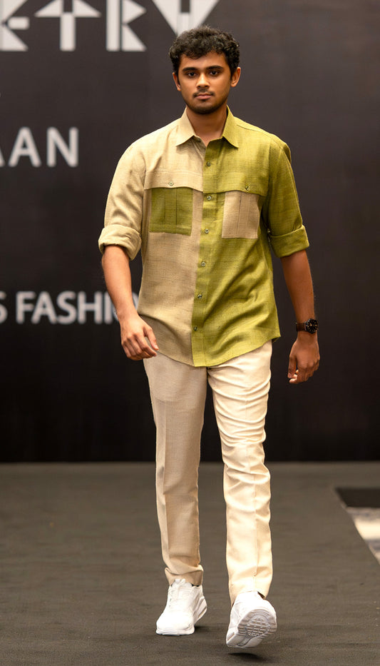 Sandstone Satin Panel Shirt