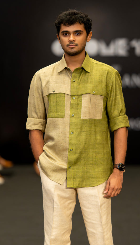Sandstone Satin Panel Shirt