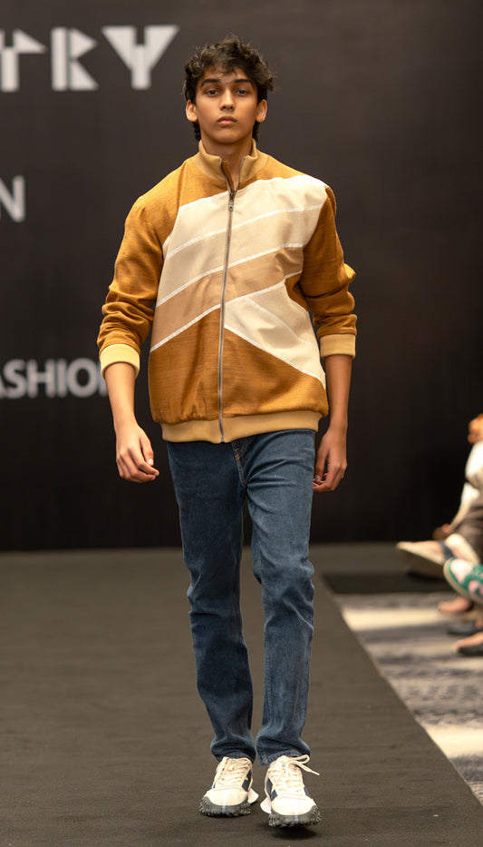 Rust & Cream Motion Zip Jacket