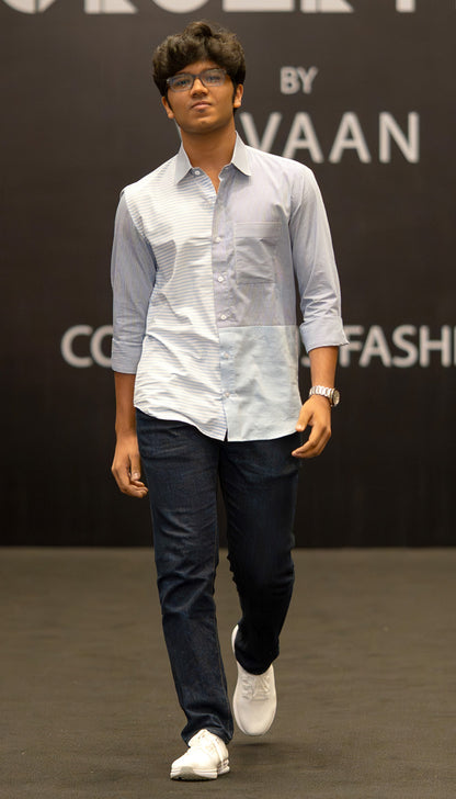 Skyline Stripe Patchwork Shirt