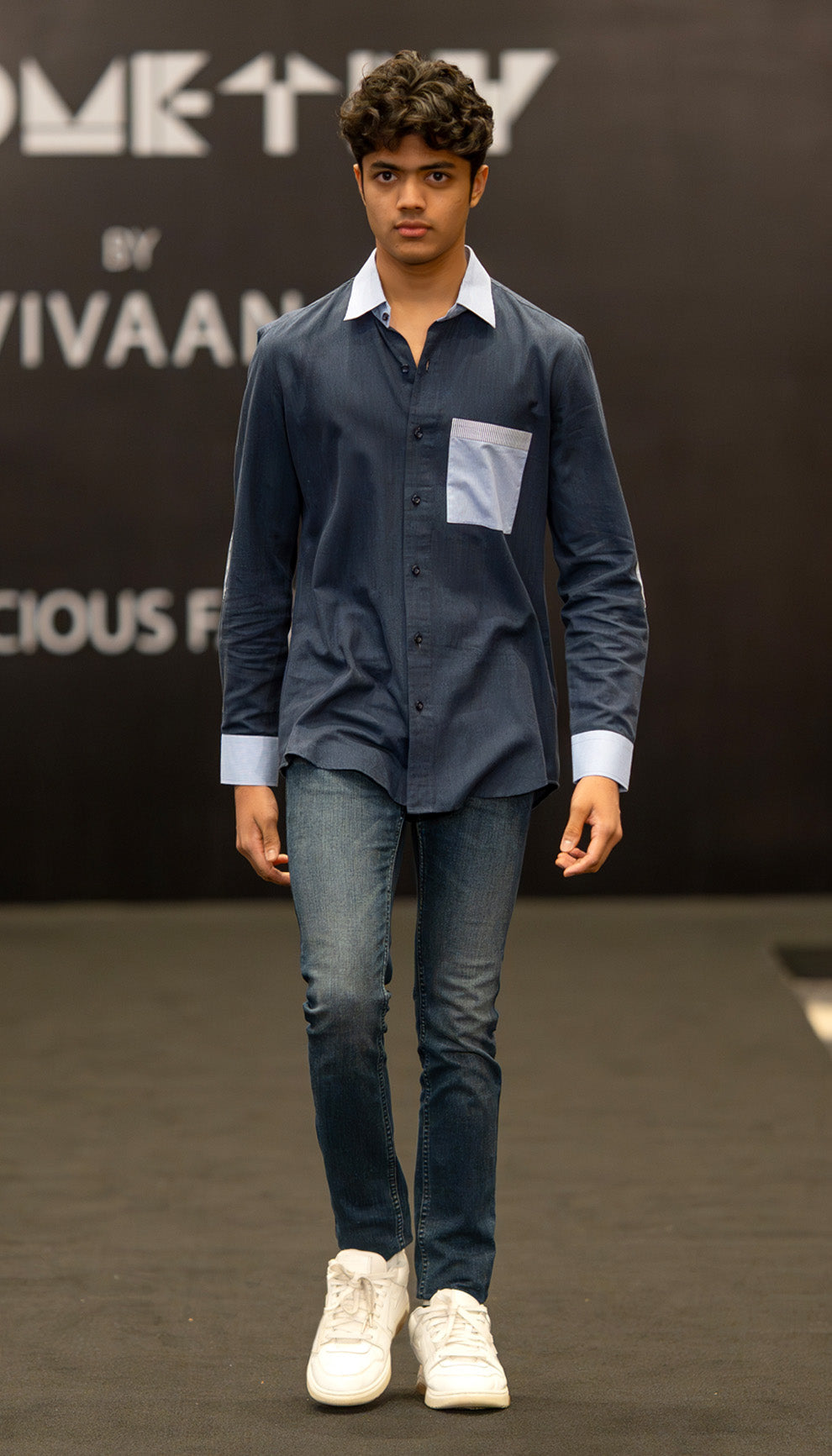 Navy Contrast Stripe Pocket Shirt