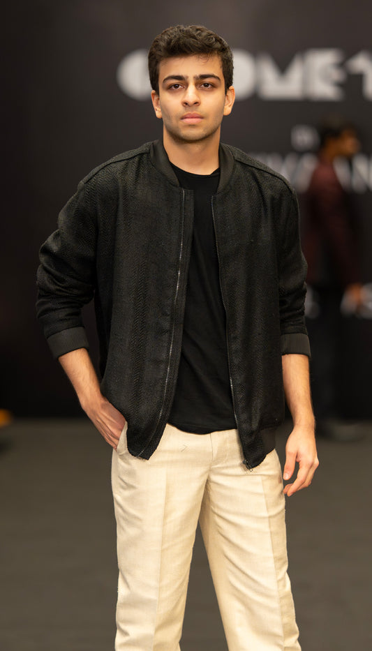Jet Black Textured Bomber