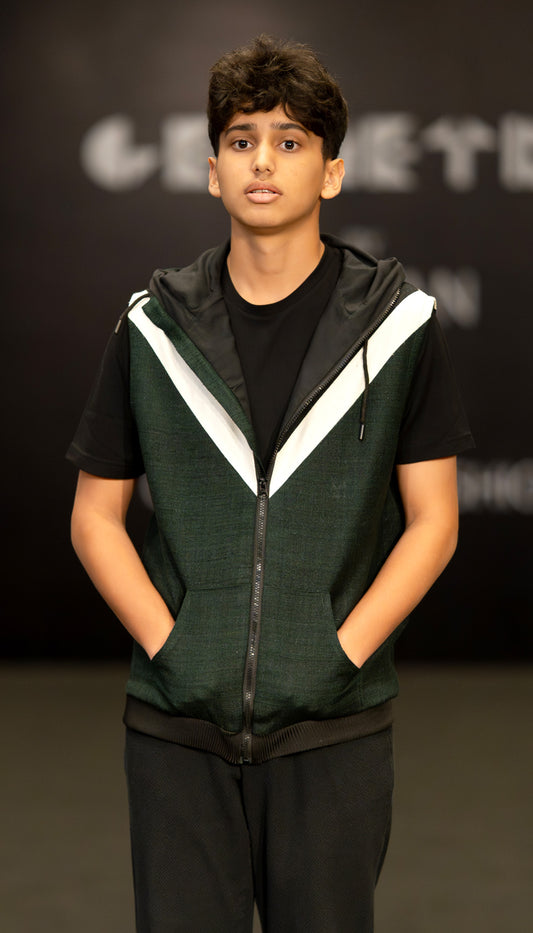 Forest Green Hooded Zip Vest