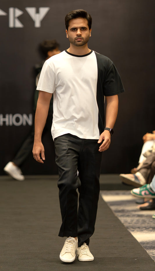 Monochrome Split T-Shirt