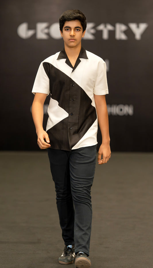 Black & Ivory Wave Cut Shirt