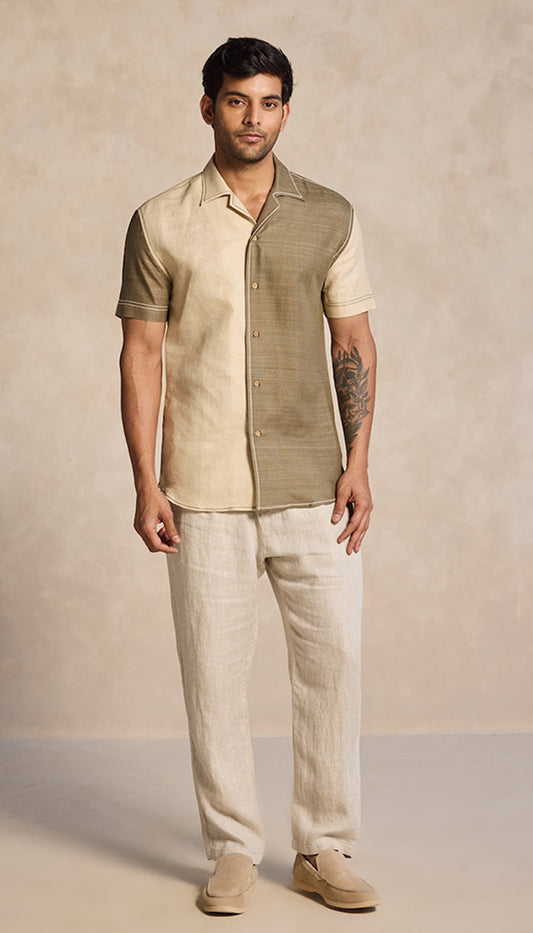Dual-Tone Shirt – Sand & Olive