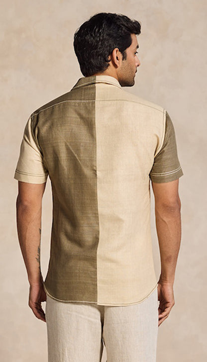 Dual-Tone Shirt – Sand & Olive