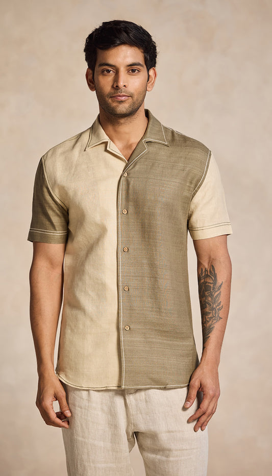 Dual-Tone Shirt – Sand & Olive