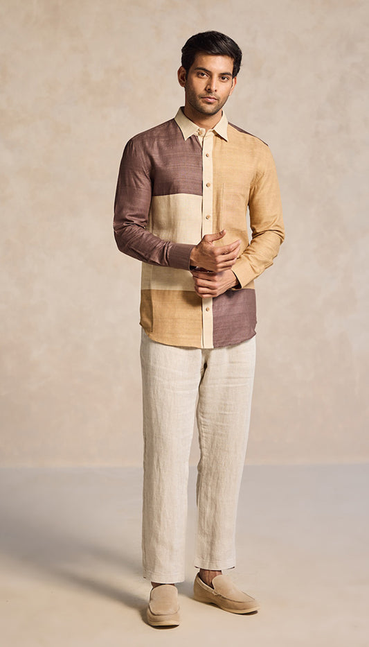 Colorblock Panel Shirt – Earth Tones