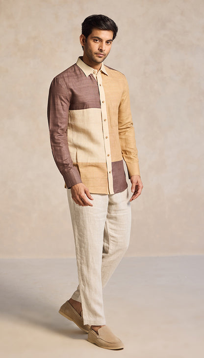 Colorblock Panel Shirt – Earth Tones