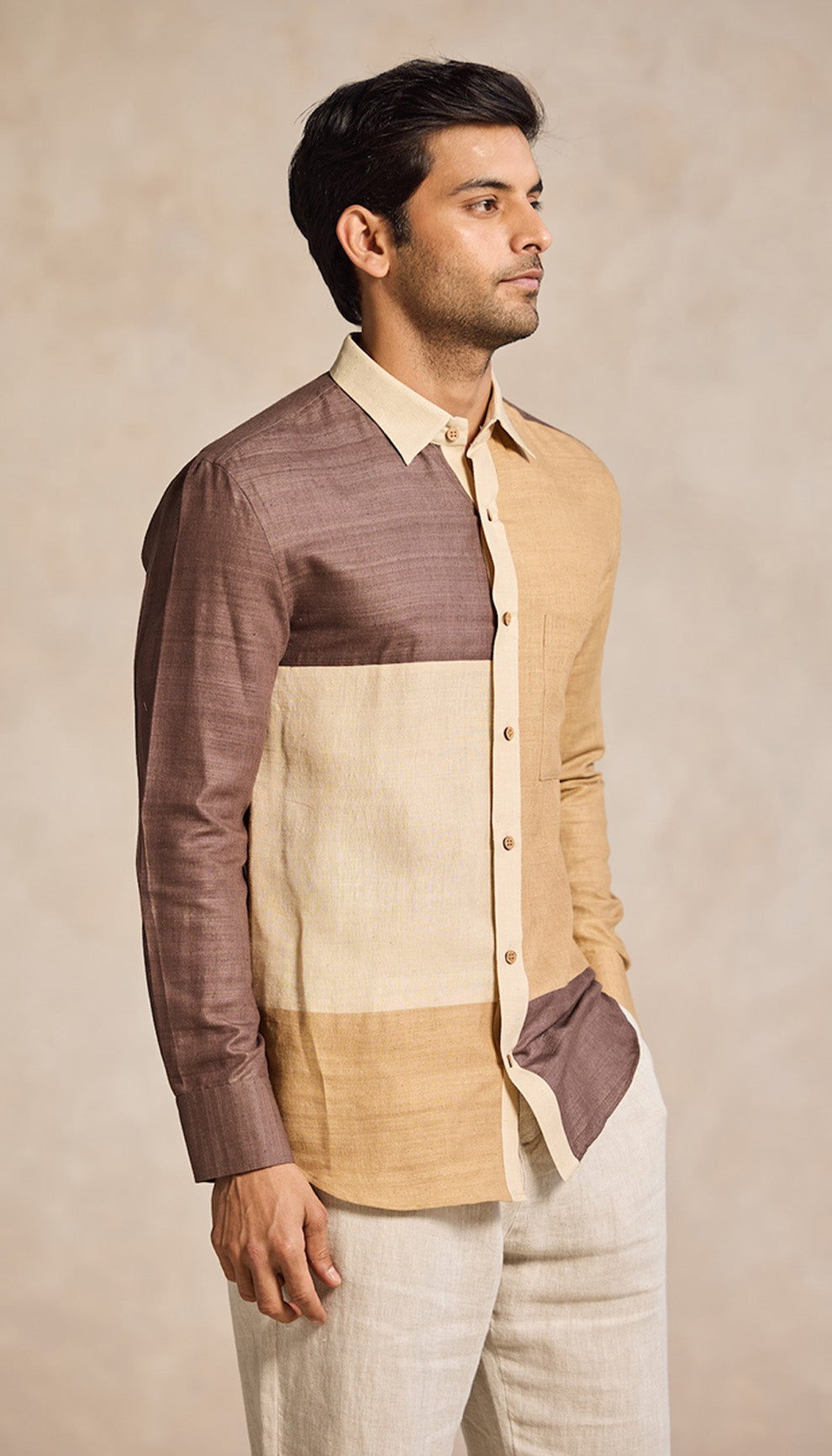 Colorblock Panel Shirt – Earth Tones