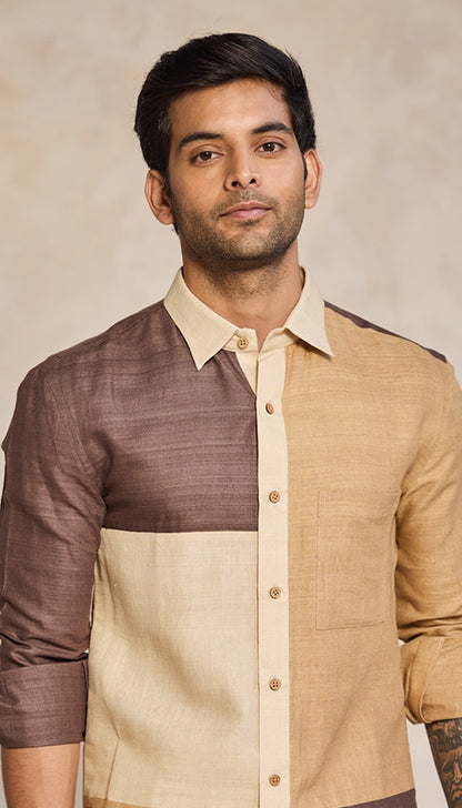 Colorblock Panel Shirt – Earth Tones