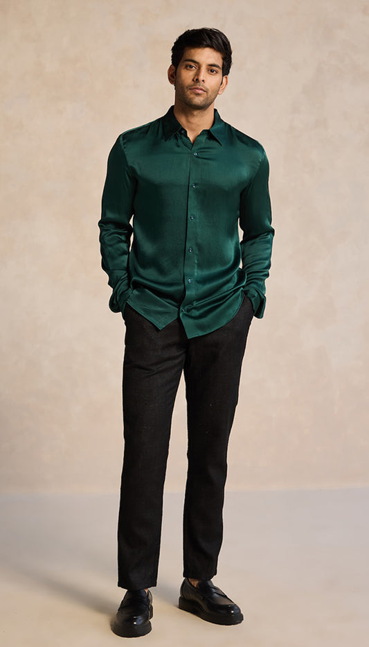 Emerald Green Sustainable Satin Shirt