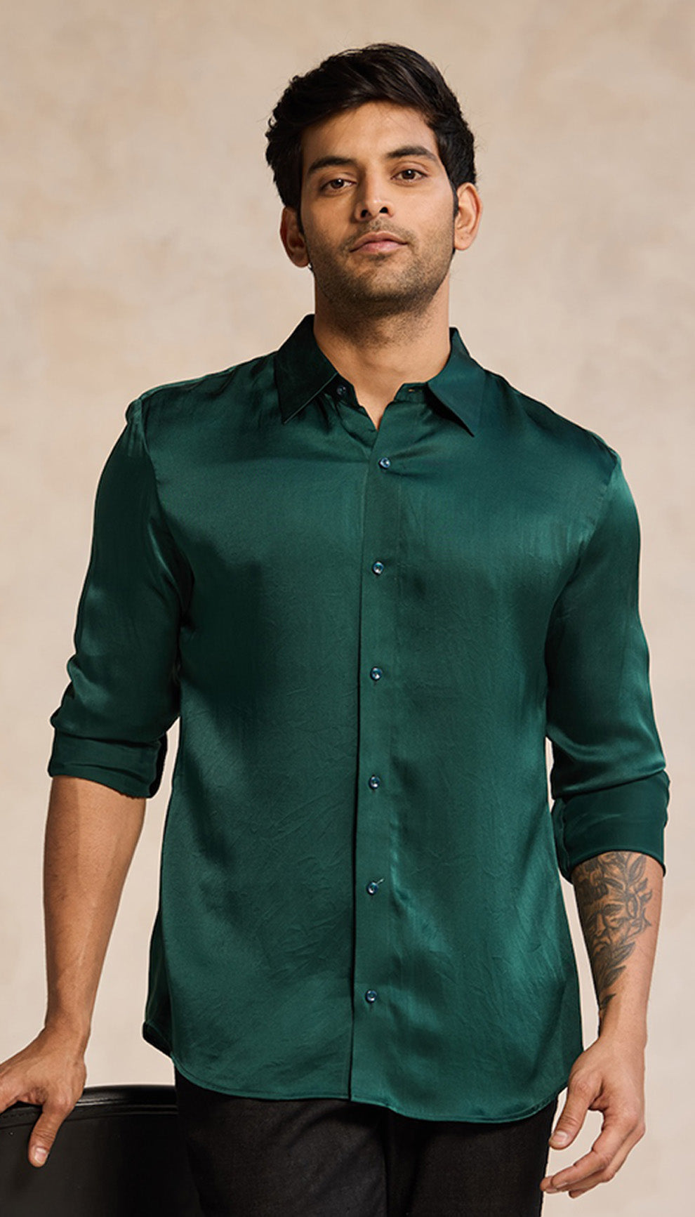 Emerald Green Sustainable Satin Shirt