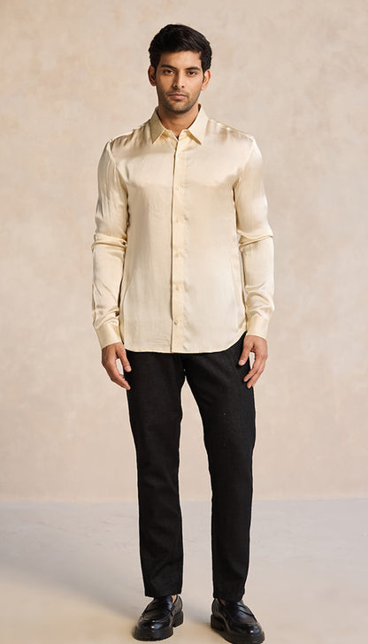 Cream Conscious Satin Shirt – Made from Earth-Friendly Fabric