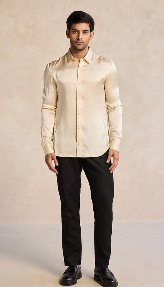 Cream Conscious Satin Shirt – Made from Earth-Friendly Fabric