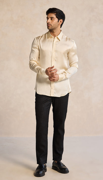 Cream Conscious Satin Shirt – Made from Earth-Friendly Fabric