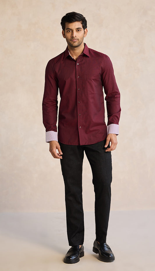 Maroon Classic Poplin Shirt