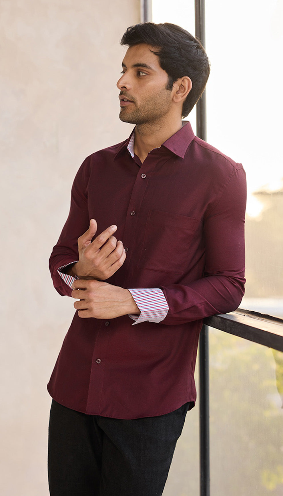 Maroon Classic Poplin Shirt