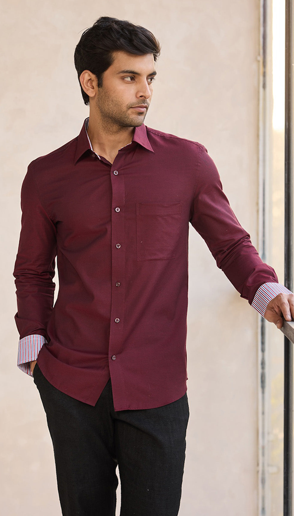 Maroon Classic Poplin Shirt