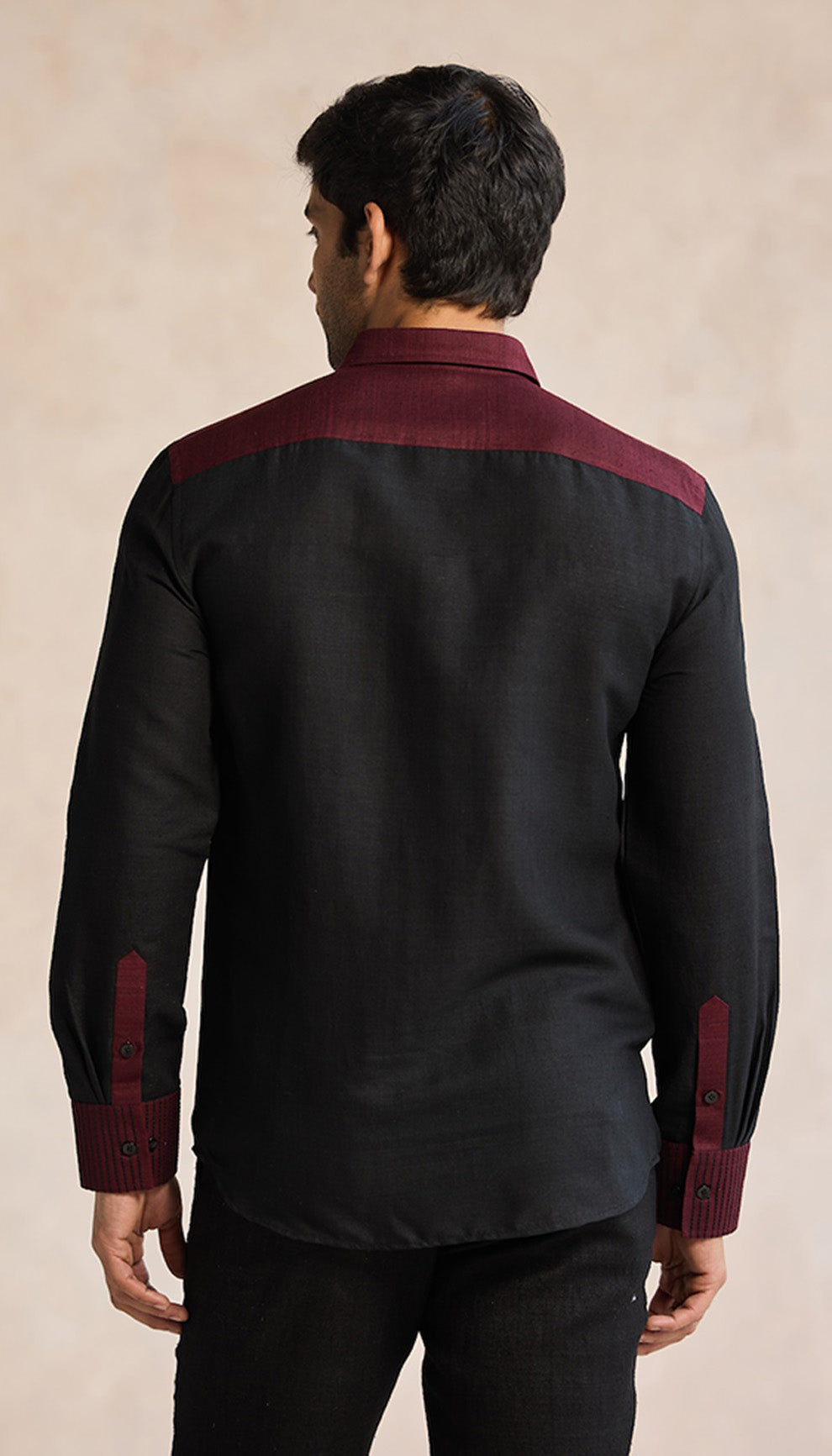 Ebony Wine Contrast Shirt – Timeless Elegance