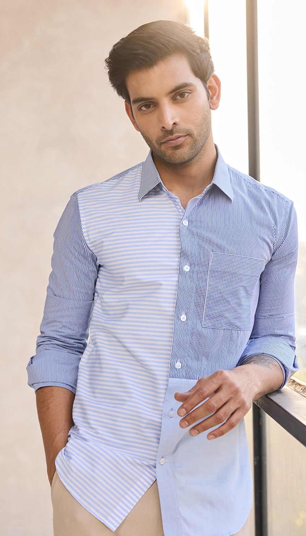 Skyline Stripe Patchwork Shirt