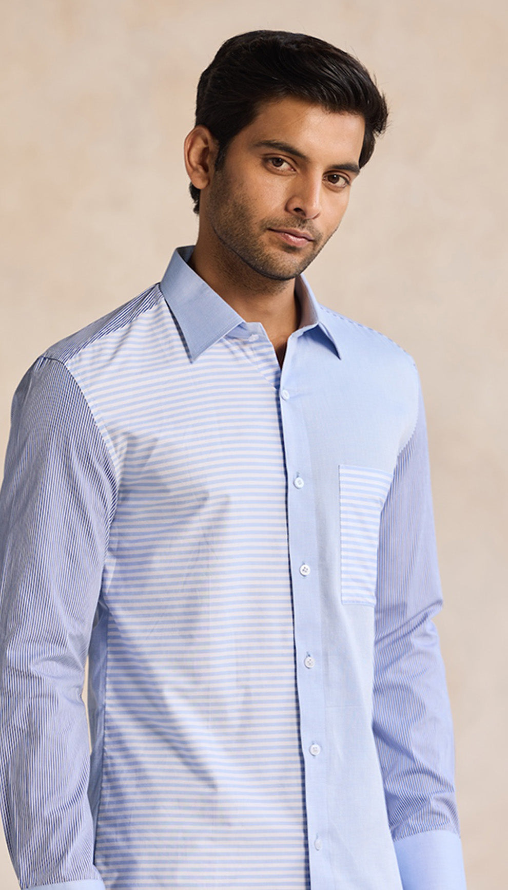 Skyline Stripe Patchwork Shirt