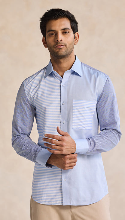 Skyline Stripe Patchwork Shirt