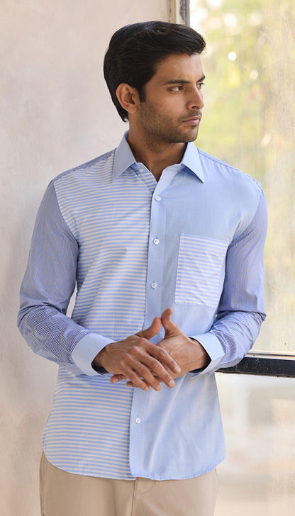 Skyline Stripe Patchwork Shirt