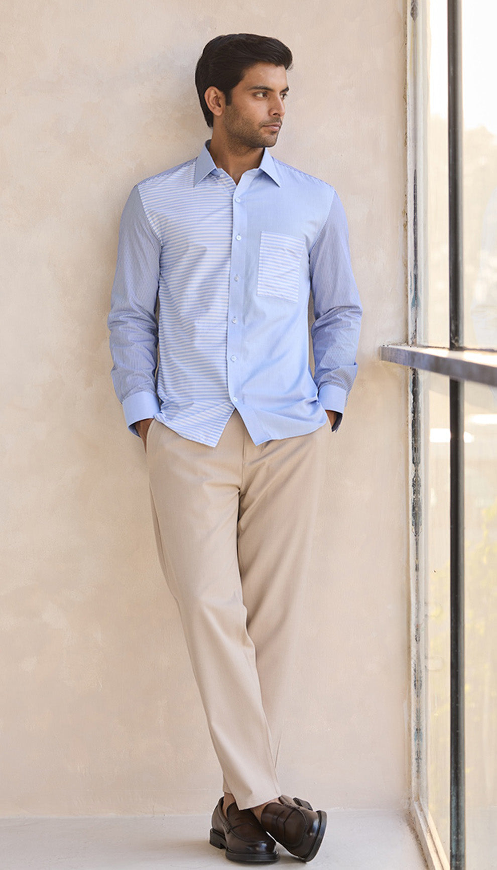 Skyline Stripe Patchwork Shirt