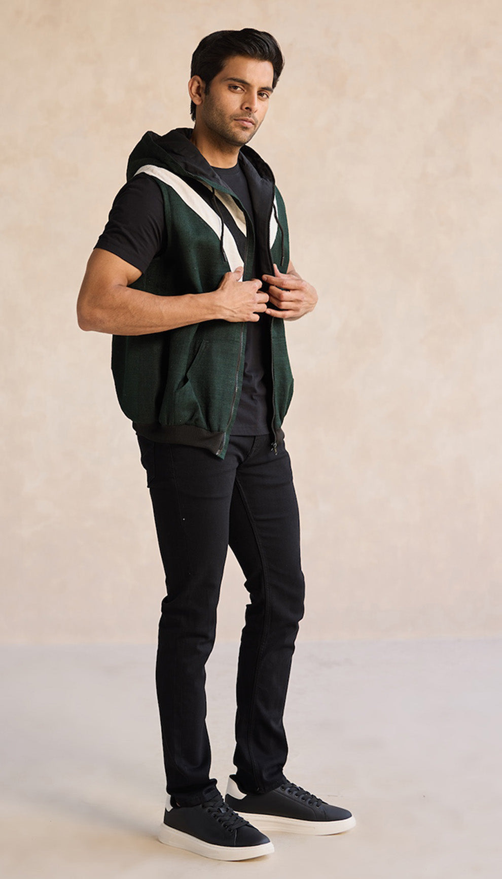 Forest Green Hooded Zip Vest