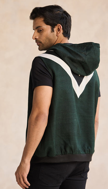 Forest Green Hooded Zip Vest